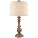 Beige Edged Linen Shade Table Lamp With Neutral-Toned Wooden Base - Seraphia