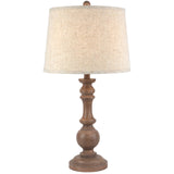 Beige Edged Linen Shade Table Lamp With Neutral-Toned Wooden Base - Seraphia