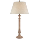 Beige Edged Linen Shade Table Lamp With Wooden Base - Solenne