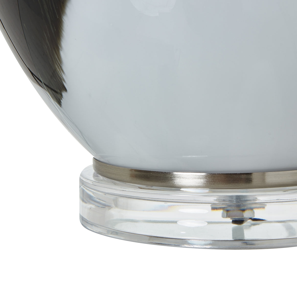 Beige Linen Shade Glass Table Lamp With Grey Glass Base - Perth