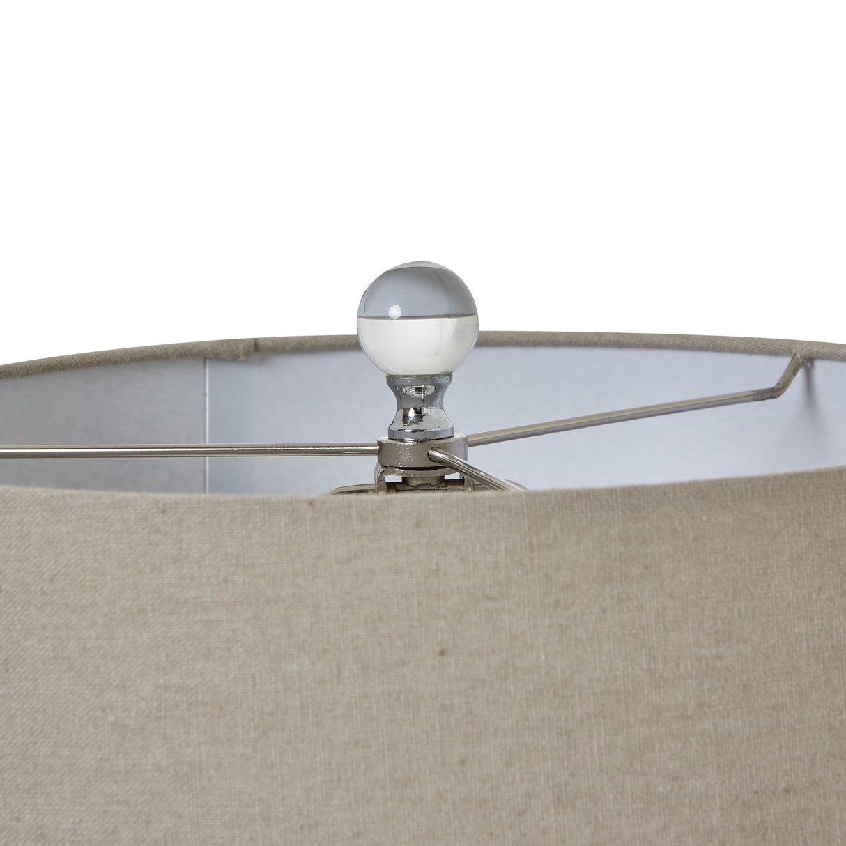 Beige Linen Shade Glass Table Lamp With Grey Glass Base - Perth