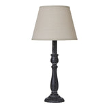 Beige Linen Shade Table Lamp With Column Black Wooden Base - Ravenna