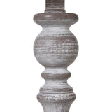 Beige Linen Shade Table Lamp With Column-Inspired Wooden Base - Dunum