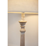 Beige Linen Shade Table Lamp With Grey Washed Wooden Base - Leptis