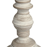 Beige Linen Shade Table Lamp With Grey Washed Wooden Base - Leptis