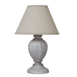 Beige Linen Shade Table Lamp With Pewter Wooden Base - Otem