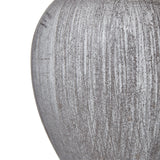 Beige Linen Shade Table Lamp With Pewter Wooden Base - Otem