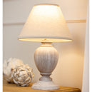 Beige Linen Shade Table Lamp With Pewter Wooden Base - Otem