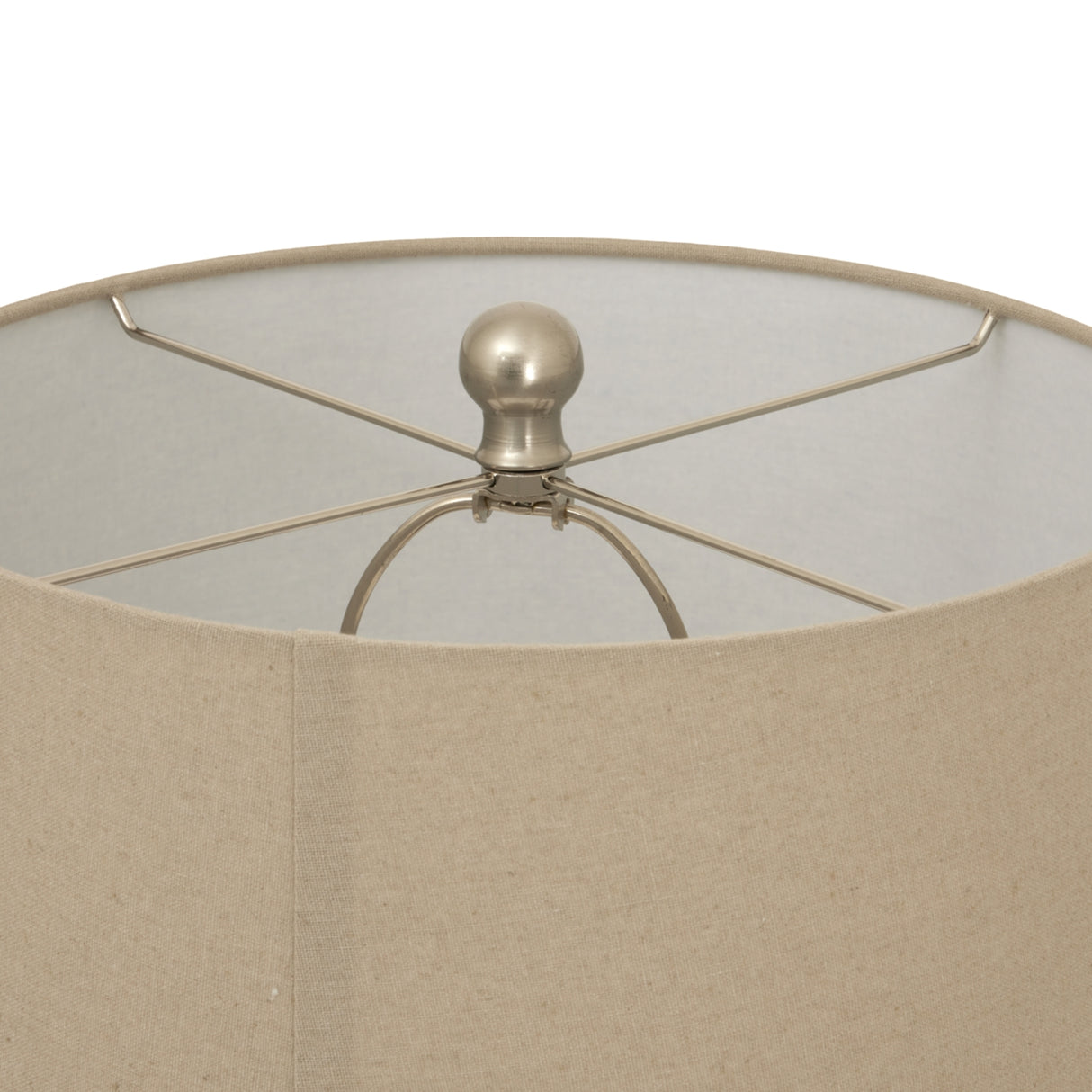 Beige Linen Shade Table Lamp With Weave Ceramic Base - Twill