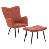 Boucle Fabric Armchair With Footstool - Paris