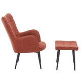 Boucle Fabric Armchair With Footstool - Paris
