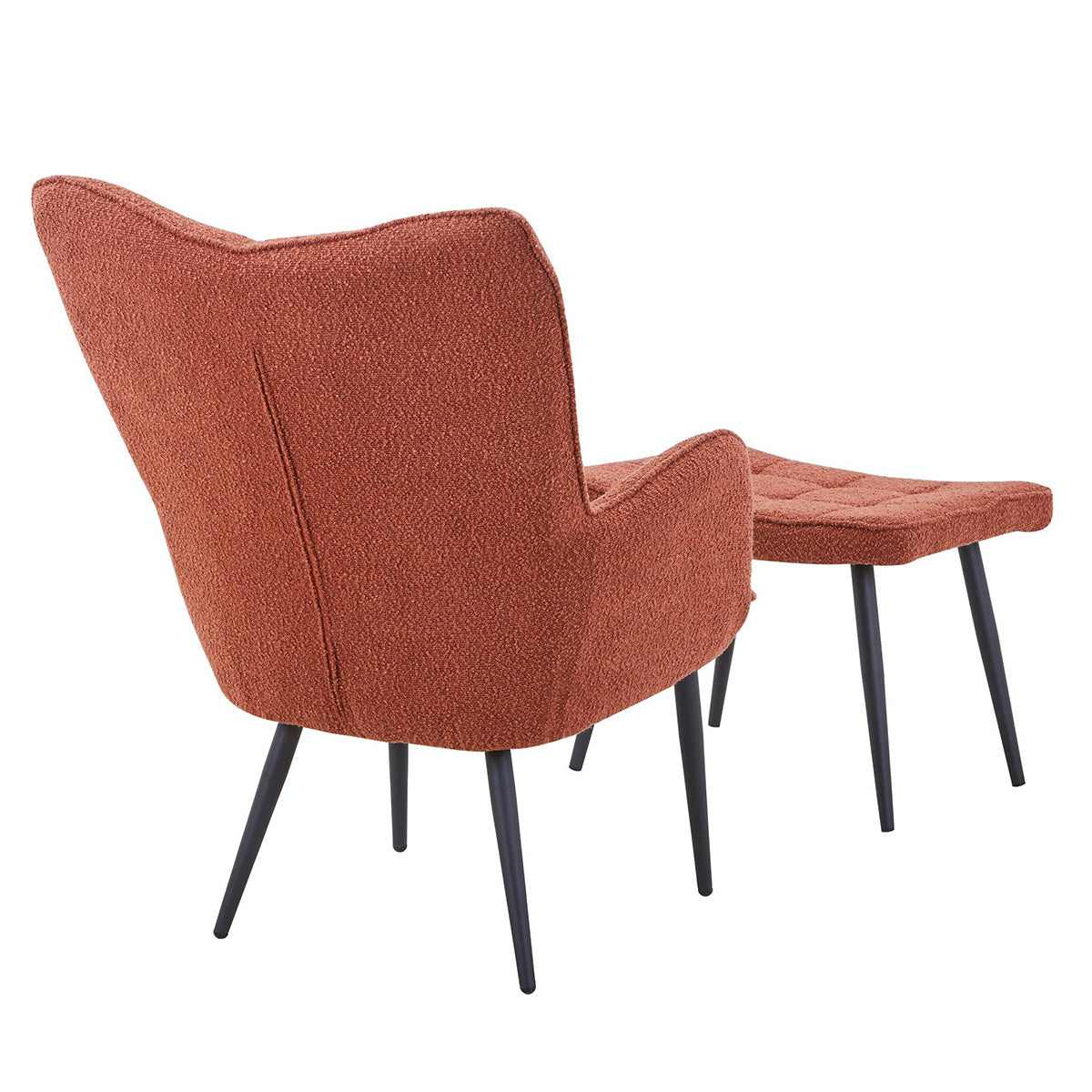 Boucle Fabric Armchair With Footstool - Paris