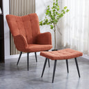 Boucle Fabric Armchair With Footstool - Paris