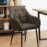 Boucle Fabric Dining Chairs in Set Of 2 With Armrest - Brooke