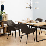 Boucle Fabric Dining Chairs in Set Of 2 With Armrest - Brooke