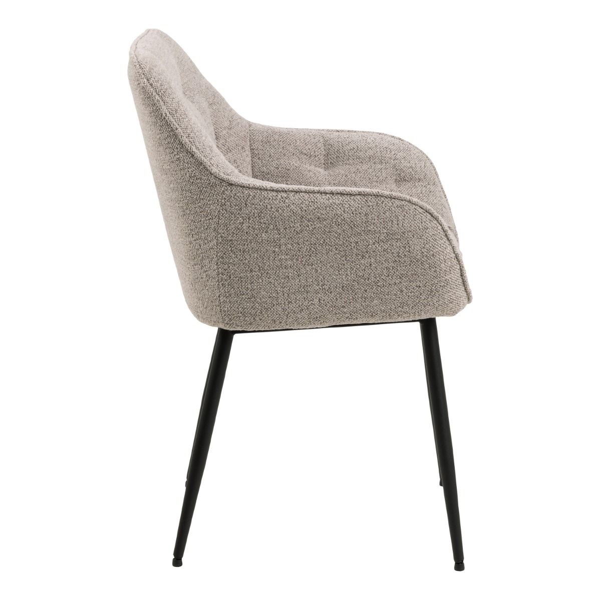 Boucle Fabric Dining Chairs in Set Of 2 With Armrest - Brooke