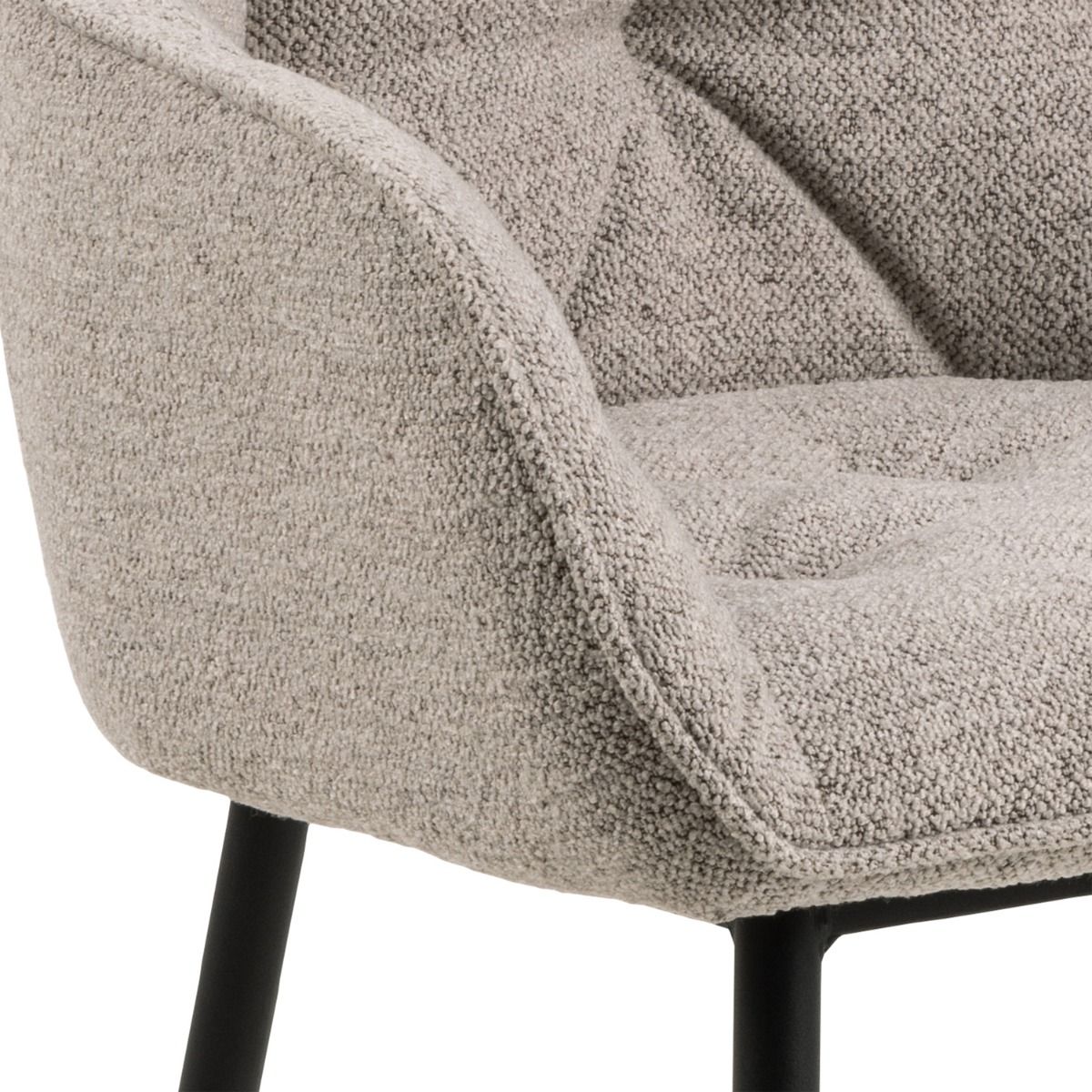 Boucle Fabric Dining Chairs in Set Of 2 With Armrest - Brooke
