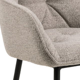 Boucle Fabric Dining Chairs in Set Of 2 With Armrest - Brooke