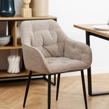 Boucle Fabric Dining Chairs in Set Of 2 With Armrest - Brooke