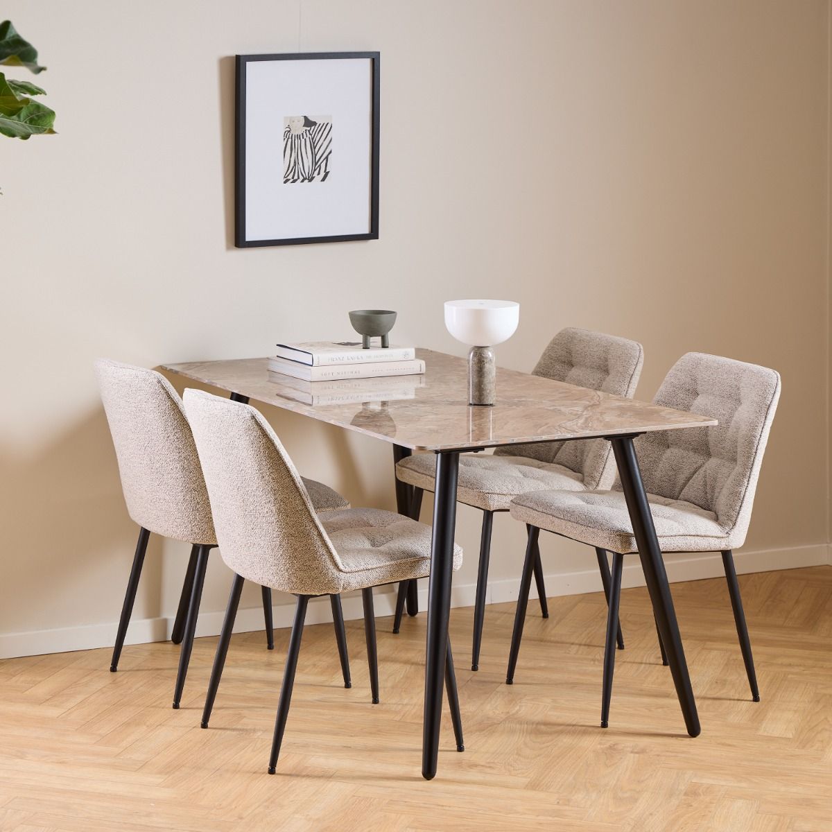 Boucle Fabric Dining Chairs in Set Of 2 - Brooke