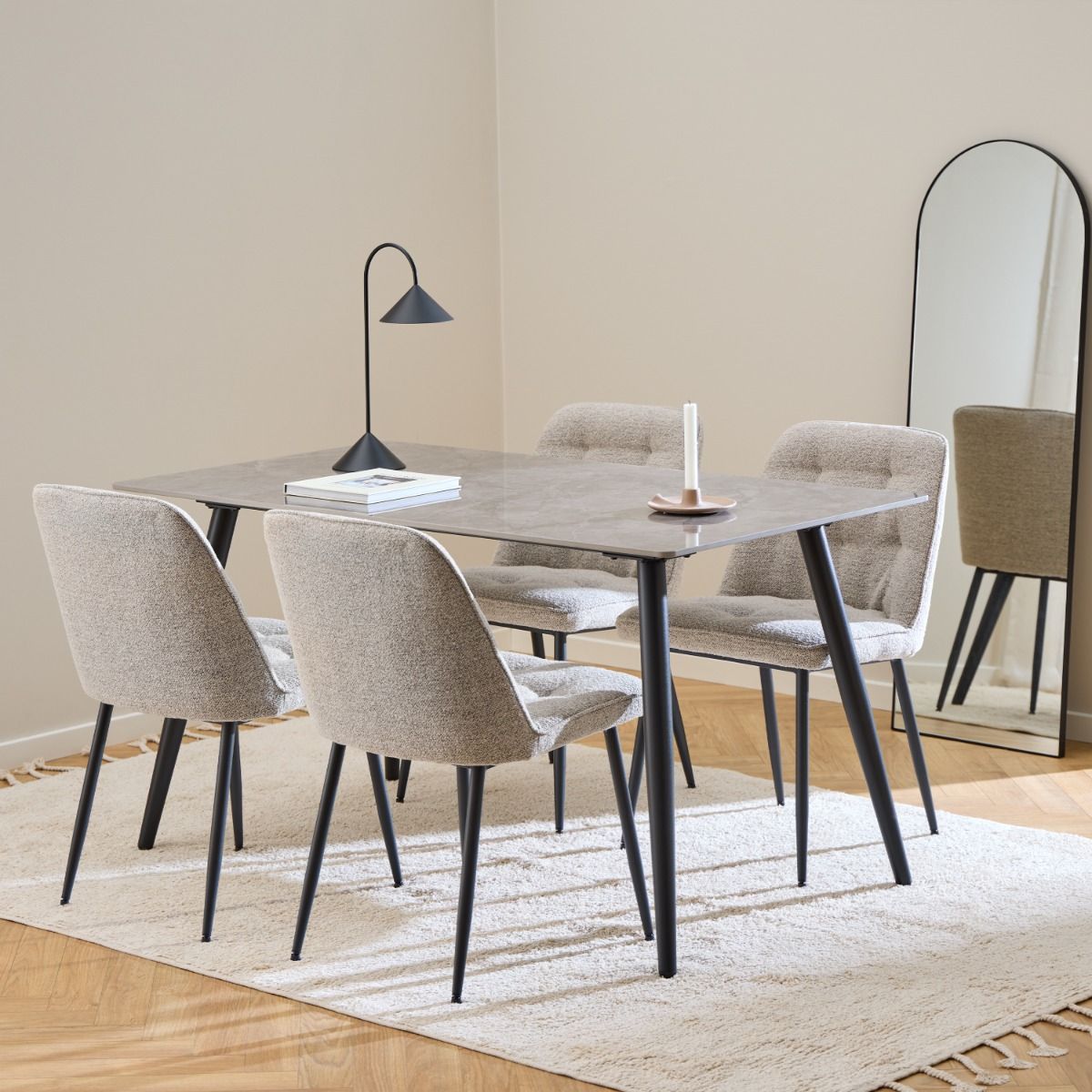 Boucle Fabric Dining Chairs in Set Of 2 - Brooke