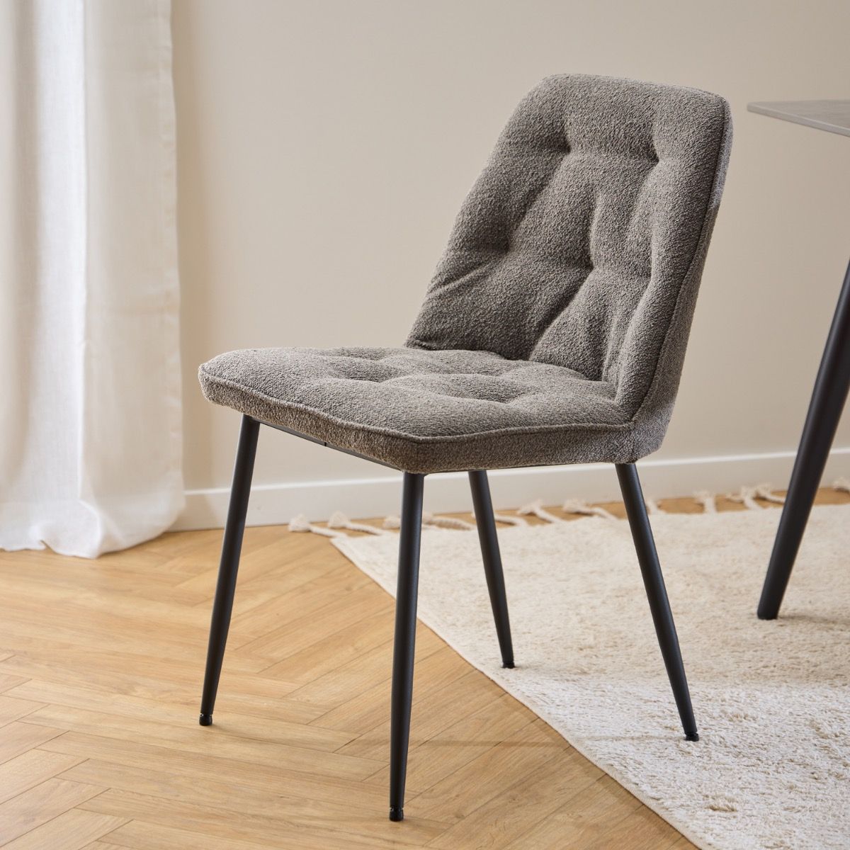 Boucle Fabric Dining Chairs in Set Of 2 - Brooke