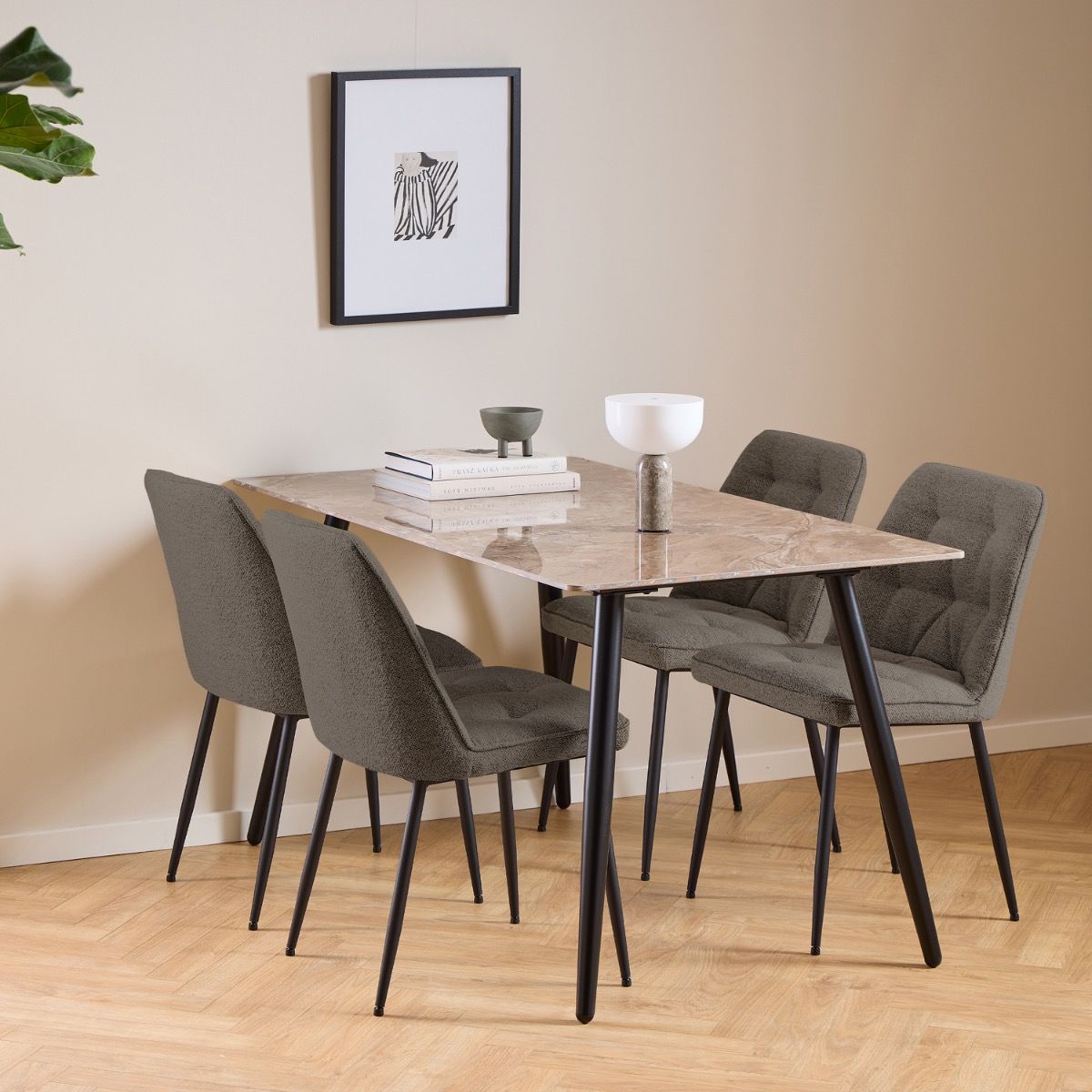 Boucle Fabric Dining Chairs in Set Of 2 - Brooke