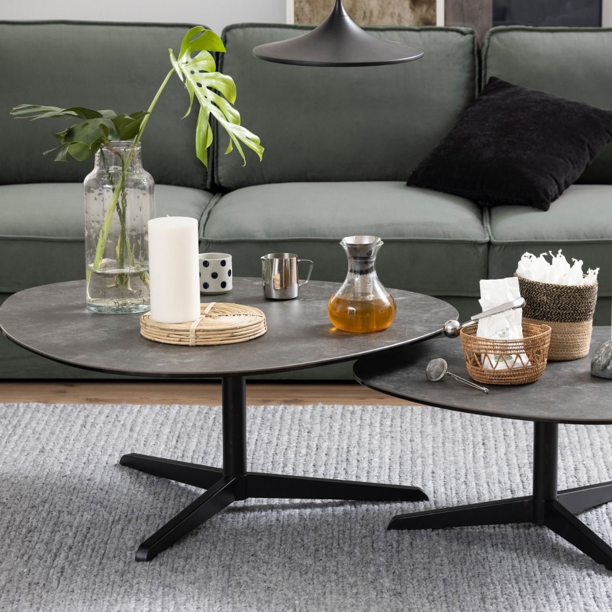 Ceramic Coffee Table 100cm Wide Plectrum Shape - Barnsley