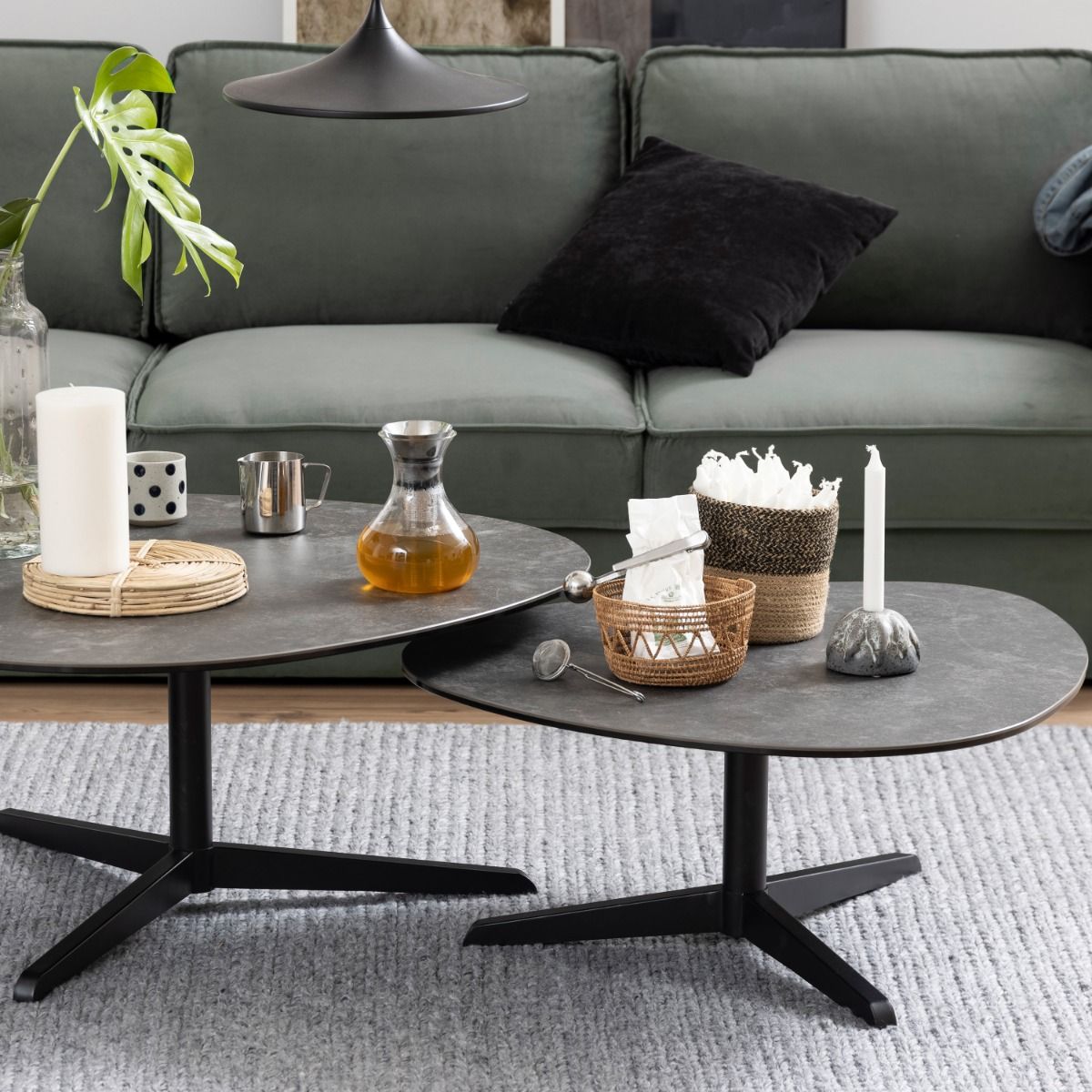 Ceramic Coffee Table 84cm Wide Plectrum Shape - Barnsley