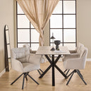 Ceramic Dining Table With 4 Alonso Swivel Cream Dining Chairs - Heaven
