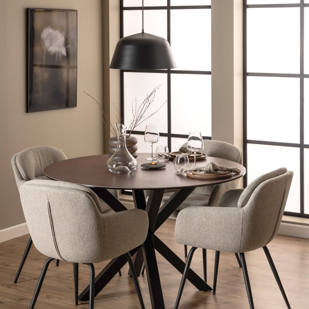 Ceramic Dining Table for 4 People 119cm Wide Round - Heaven
