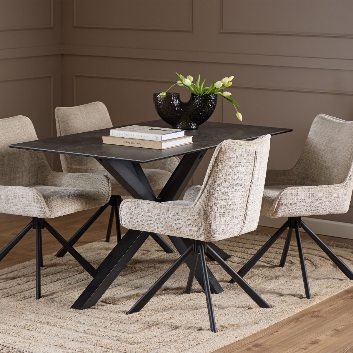 Ceramic Dining Table for 4 People 135cm Wide Rectangular - Heaven