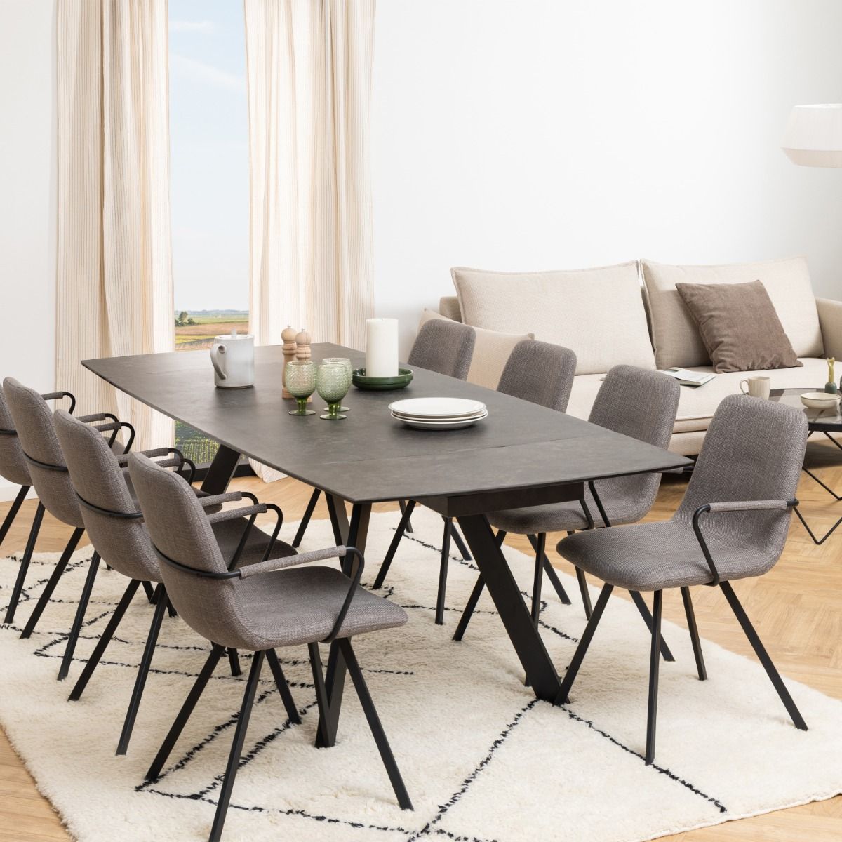 Ceramic Dining Table for 6 to 10 People With Extending Feature - Blackburn