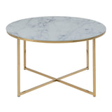 Crystal Clear Marble Effect Glass Top Coffee Table Round - Alisma