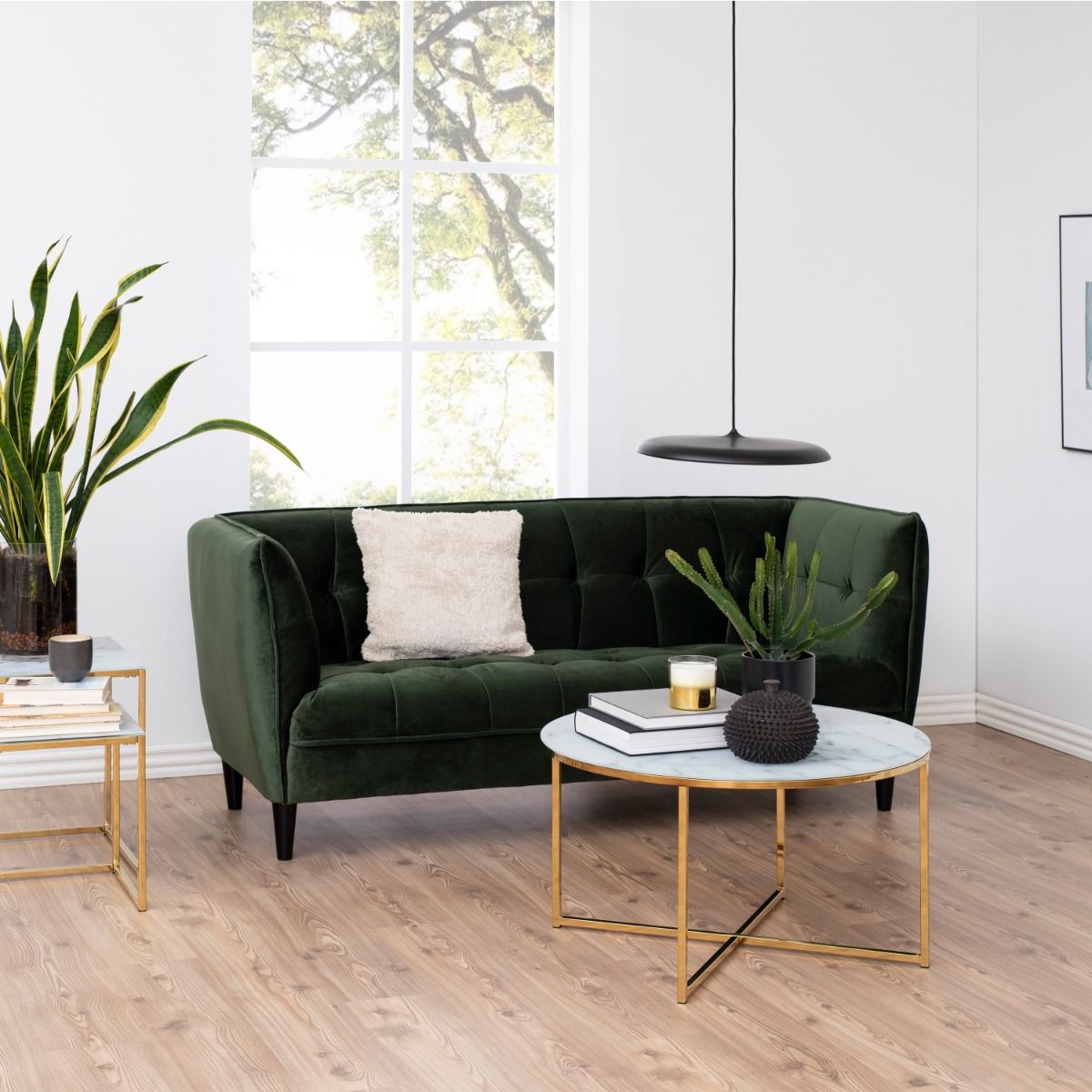 Crystal Clear Marble Effect Glass Top Coffee Table Round - Alisma