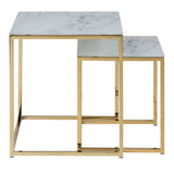 Crystal Clear Marble Effect Glass Top Nest Of 2 Tables - Alisma
