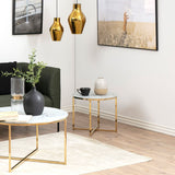 Crystal Clear Marble Effect Glass Top Side Table Round - Alisma