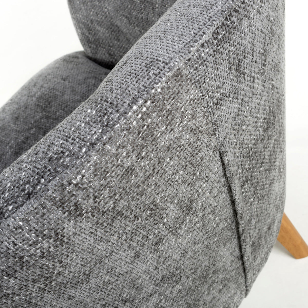 Fabric Armchair In Flax Effect With Natural Rubberwood Legs - Mallory