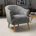 Fabric Armchair In Flax Effect With Natural Rubberwood Legs - Mallory