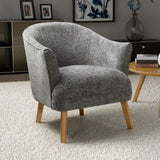 Fabric Armchair In Flax Effect With Natural Rubberwood Legs - Mallory