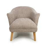 Fabric Armchair In Flax Effect With Natural Rubberwood Legs - Mallory