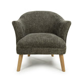 Fabric Armchair In Flax Effect With Natural Rubberwood Legs - Mallory