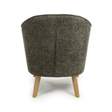 Fabric Armchair In Flax Effect With Natural Rubberwood Legs - Mallory