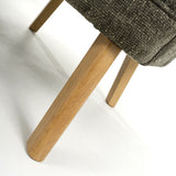 Fabric Armchair In Flax Effect With Natural Rubberwood Legs - Mallory