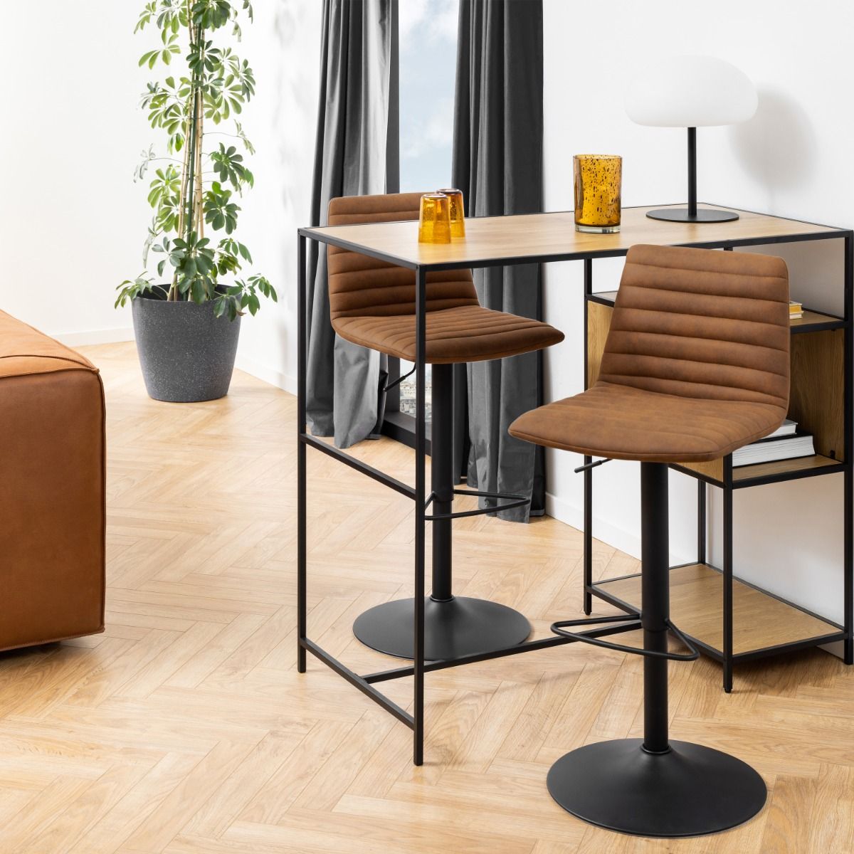 Fabric Bar Stools in Set of 2 - Kimmy