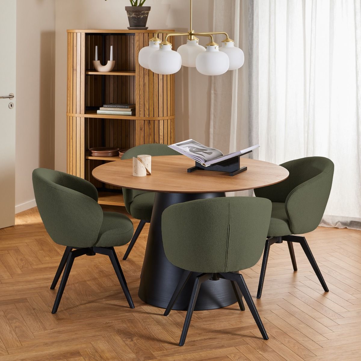 Fabric Dining Chair With Armrest And Swivel Function - Darlene