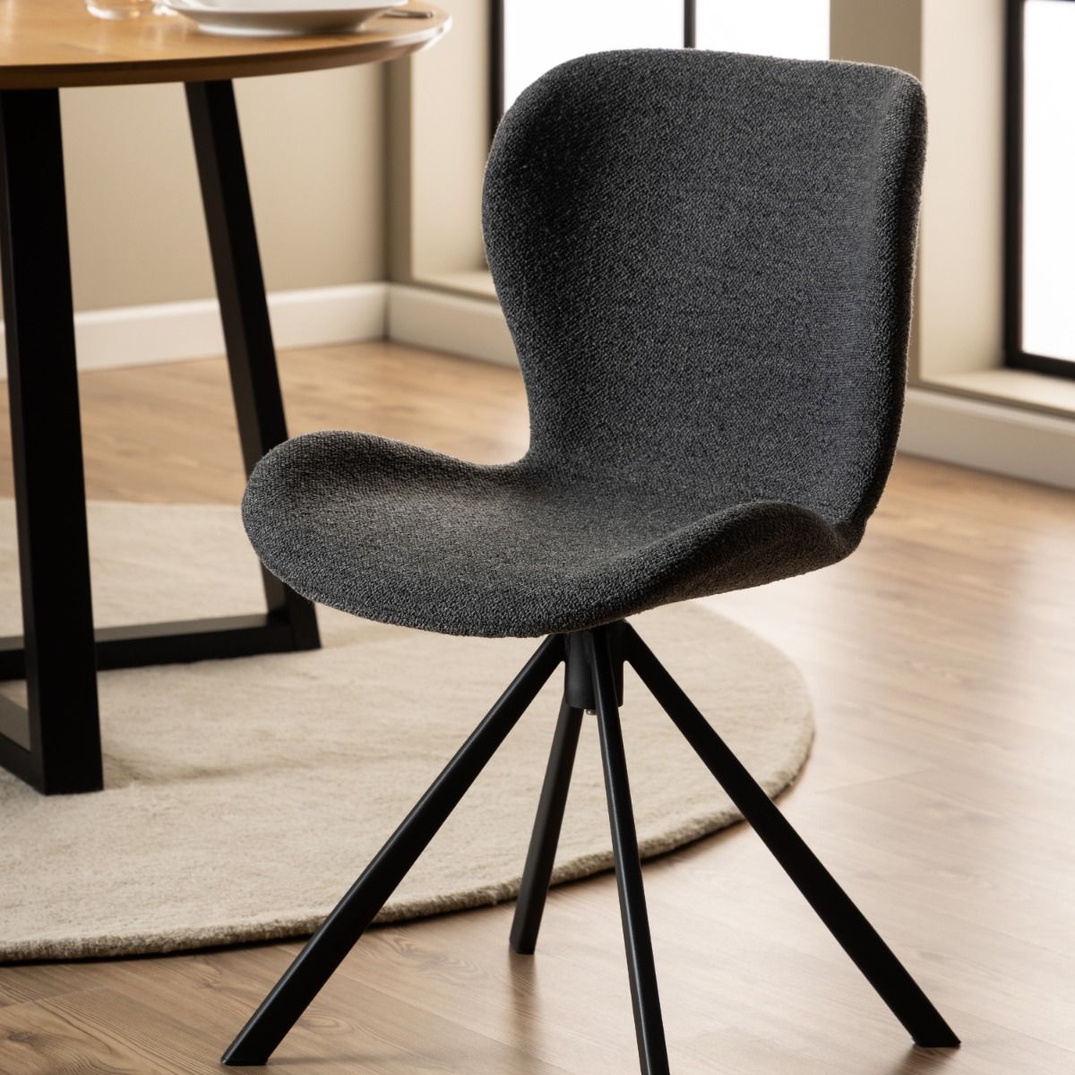 Fabric Dining Chairs in Set Of 2 With Swivel Function - Batilda