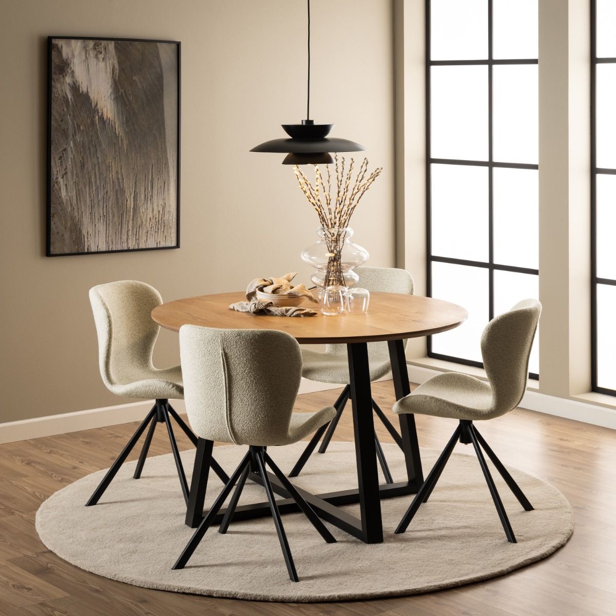 Fabric Dining Chairs in Set Of 2 With Swivel Function - Batilda