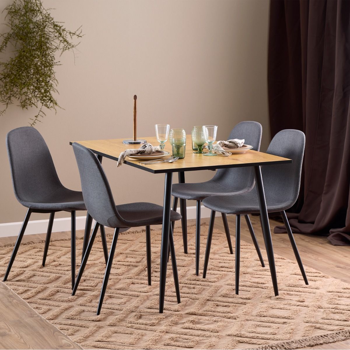 Fabric Dining Chairs in Set Of 4 - Celia