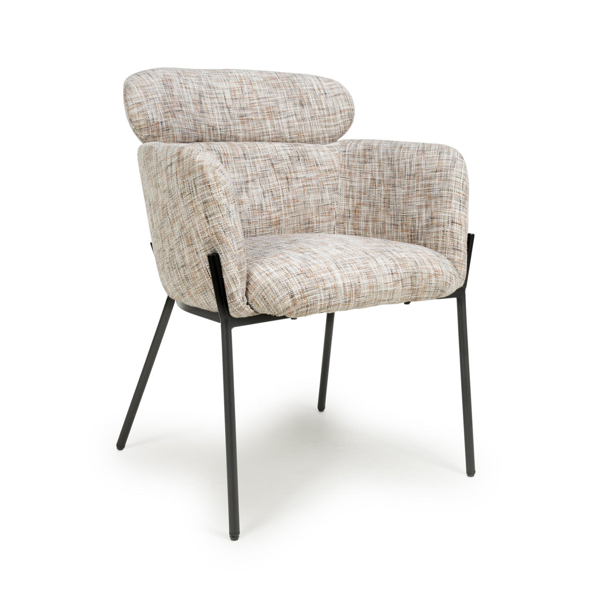 Fabric Dining Chairs in Set Of 2 With Black Metal Legs - Rome